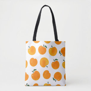 Tote Bag Apricots Aquarelle Blanc Arrière - plan Vintage