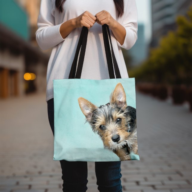 Tote Bag Aqua aquarelle avec photo de animal de compagnie (Créateur téléchargé)