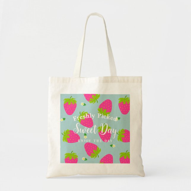 Tote Bag Aqua aux fraises (Devant)