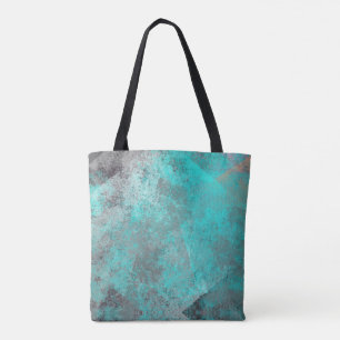 Tote Bag Aqua bleu turquoise et gris en détresse abstrait