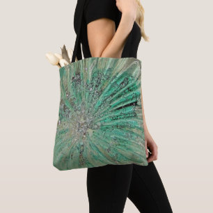 Tote Bag Aqua Green Glace Explosion verre d'art Vintage
