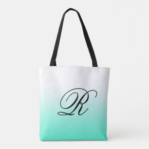 Tote Bag Aqua Ombre sur n'importe quelle couleur avec Monog