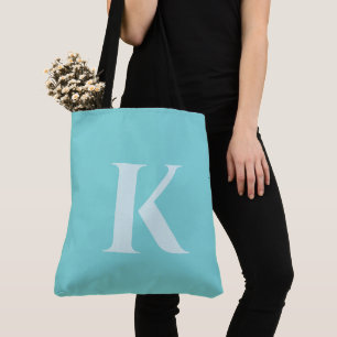 Tote Bag Aqua sarcelle personnalisé monogramme moderne été