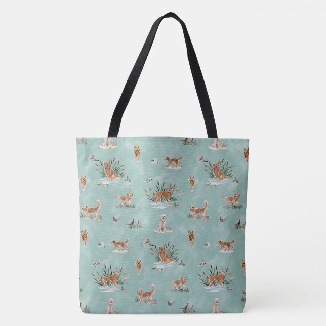 TOTE BAG AQUA TOILE RETRIEVER DORE (Devant)