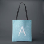 Tote Bag Aqua Turquoise Blue Sparkle Elegant Monogramme Liv<br><div class="desc">Aqua Turquoise Ice Blue Faux Sparkle et Parties scintillant Élégant sac de livre de monogramme. Ce sac de livre peut être customisé pour inclure votre nom initial et prénom.</div>