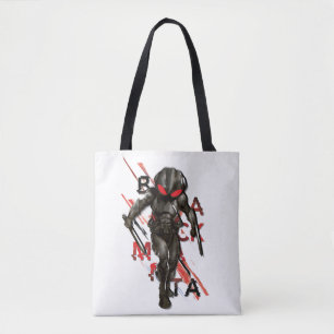 Tote Bag Aquaman Black Manta Scattered Typography Graphic