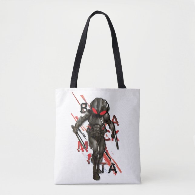 Tote Bag Aquaman | Black Manta Scattered Typography Graphic (Devant)
