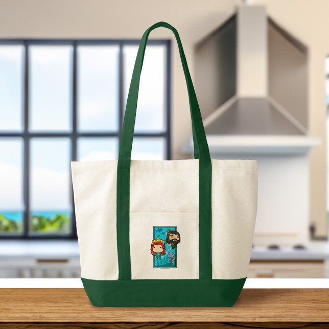 Tote Bag Aquaman | Chibi Mera & Aquaman Graphisme sous-mari (Tote on counter)