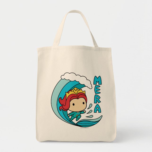 Tote Bag Aquaman | Chibi Mera Riding Wave Graphic (Devant)