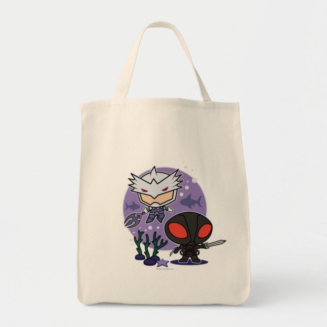Tote Bag Aquaman | Chibi Orm & Black Manta Graphisme sous-m (Devant)