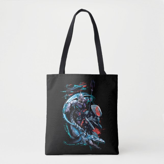 Tote Bag Aquaman | Orm, Manta Noir, Tylosaur, & Ships (Devant)