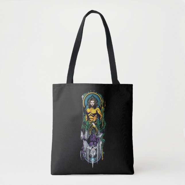 Tote Bag Aquaman | Panneau Art Nouveau réversible Orin & Or (Devant)