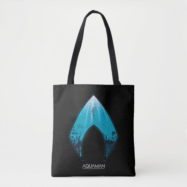 Tote Bag Aquaman | voient le graphique d'océan de logo (Devant)