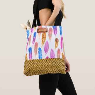 Tote Bag Aquarelle à la mode Feather Rattan Look