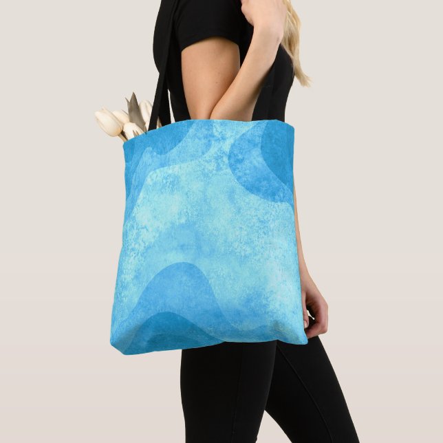 Tote Bag “Aquarelle abstraite bleue Océan moderne (De près)