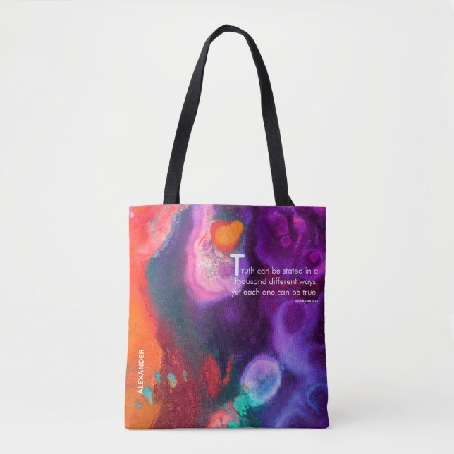 Tote Bag Aquarelle Abstraite orange et violette (Devant)