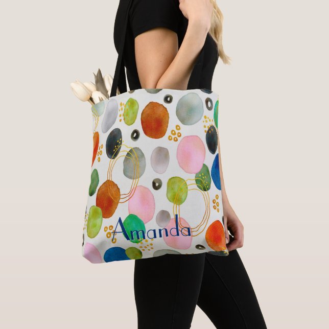 Tote Bag Aquarelle Abstraite Pebble Gold Parties scintillan (De près)