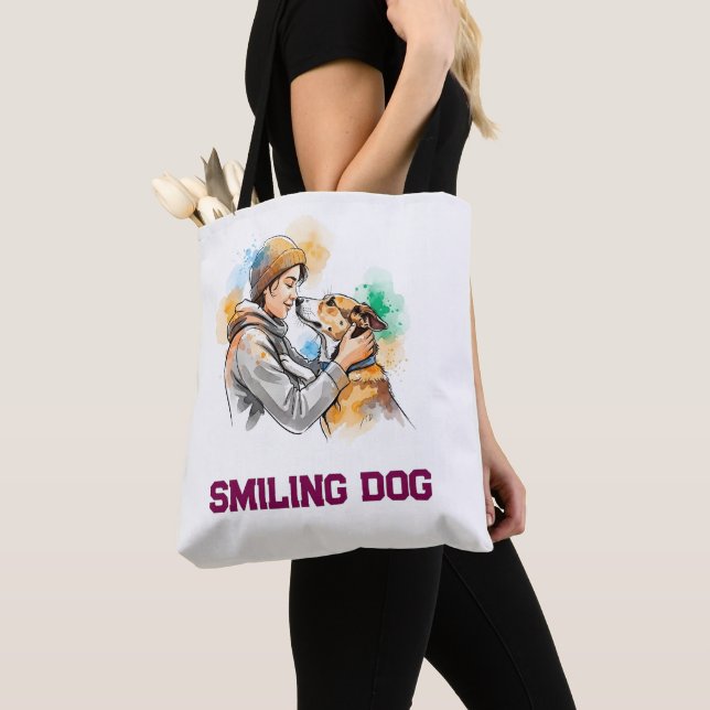 Tote Bag Aquarelle adorable Amoureux des chiens Best Friend (De près)