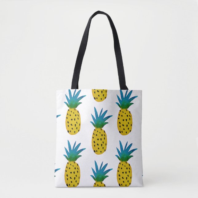 Tote Bag Aquarelle Ananas Jaune Motif (Devant)