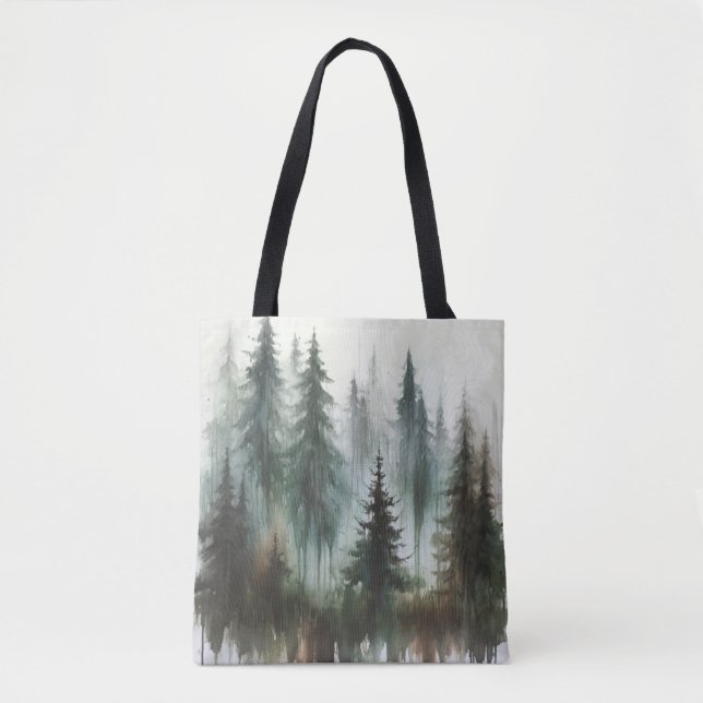 Tote Bag Aquarelle Arbres Rustique Sauvage (Devant)