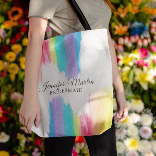 Tote Bag Aquarelle arc-en-ciel Élégant Monogramme de servan (Créateur téléchargé)