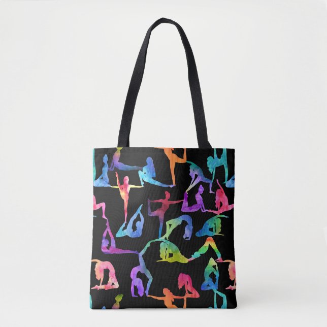 Tote Bag Aquarelle arc-en-ciel Yoga Pots (Devant)