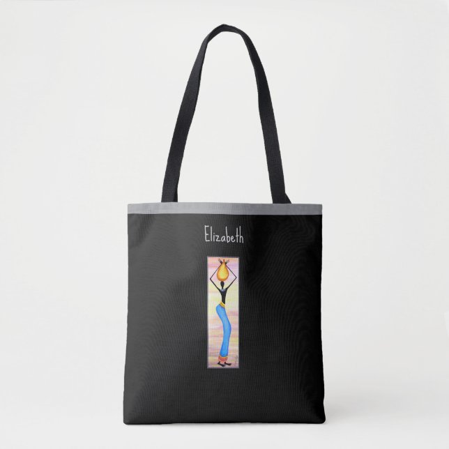 Tote Bag Aquarelle, Art africain, Vendeur d'huile de coco (Devant)