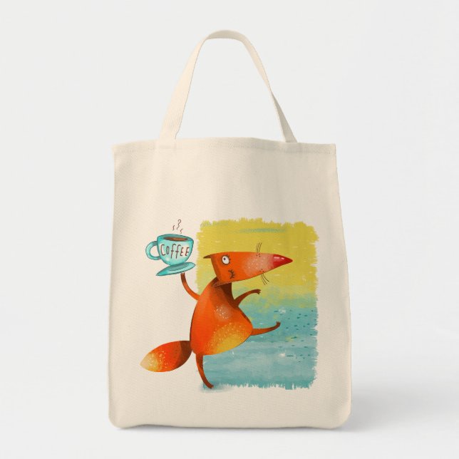 Tote Bag Aquarelle artisanale renard drôle (Devant)