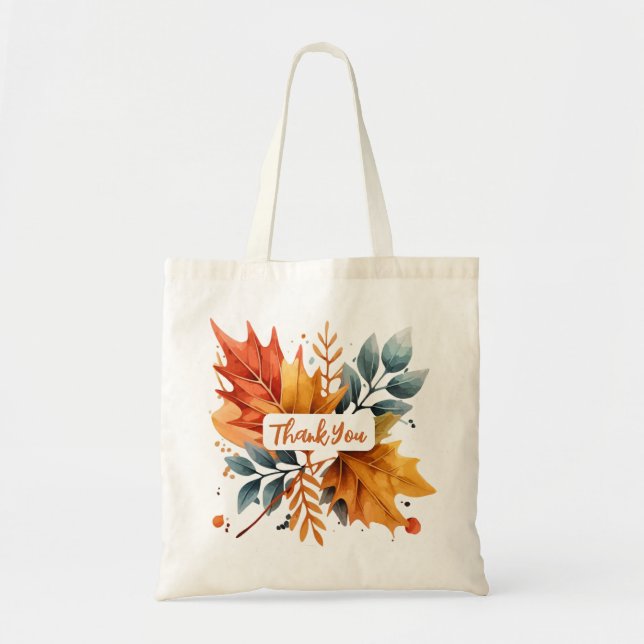 Tote Bag Aquarelle Automne Couleurs Feuilles (Devant)