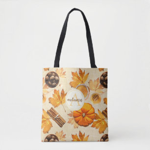 Tote Bag Aquarelle Automne Magie Parfums Vintages Monogramm
