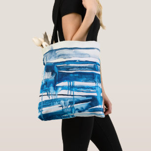 Tote Bag Aquarelle bleu art abstrait
