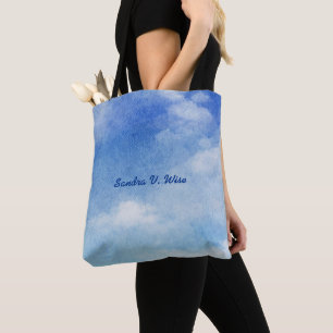 Tote Bag Aquarelle bleu & blanc sur mesure