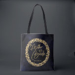 Tote Bag Aquarelle bleu marine et Mère or de la mariée<br><div class="desc">Navy Blue Watercolor & Gold Glam Confetti Parfait pour le Monogramme de mariage d'automne ou d'hiver Mère des sacs fourre-tout de mariée Avec une police de caractères à la main à la mode ! ~ Regardez ma boutique pour voir toute la collection de mariages avec ce design!</div>