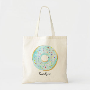 Tote Bag Aquarelle bleu mignonne Donut avec arrosage person