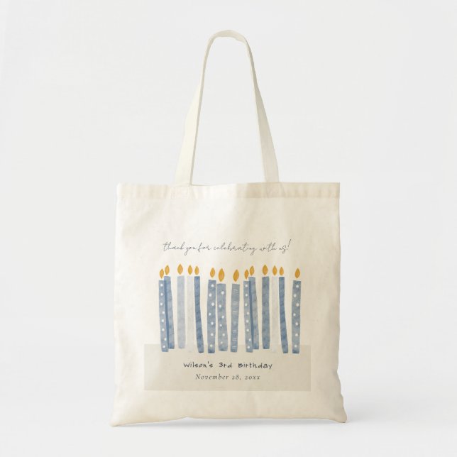 Tote Bag Aquarelle bleu pastel mignonne Bougies d'anniversa (Devant)