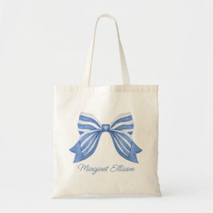 Tote Bag Aquarelle Bleue Bleu Barré Bow