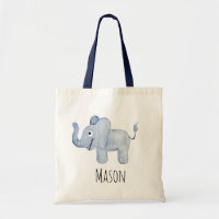Aquarelle bleue du garçon Baby Elephant Safari Nam