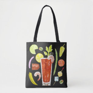 Tote Bag Aquarelle Bloody Mary Fourre-tout, 2 côtés