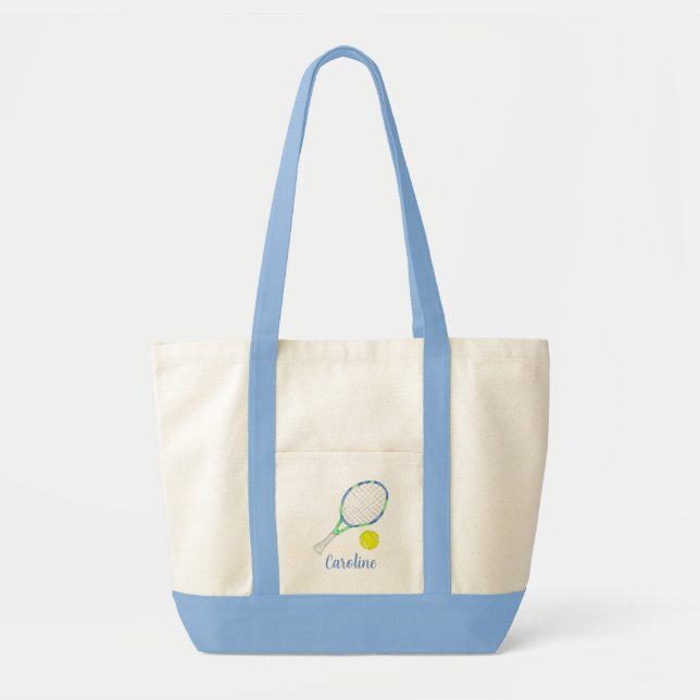 Tote Bag Aquarelle Blue et Green Tennis Personnalisé (Devant)