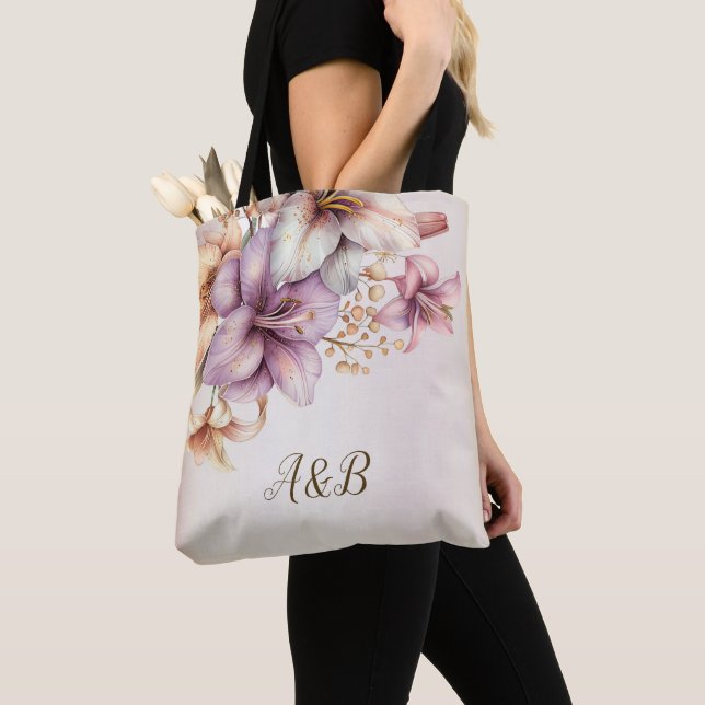 Tote Bag Aquarelle Boho Rose Fleurs Élégante Et Élégante (De près)