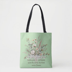 Tote Bag Aquarelle botanique d'hiver Coton & Eucalyptus
