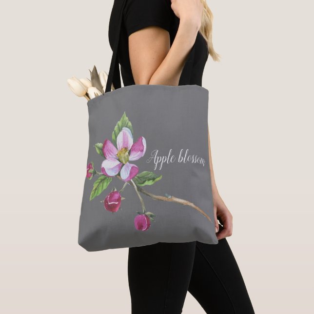 Tote Bag Aquarelle Botanique Fleur de Pommier (De près)