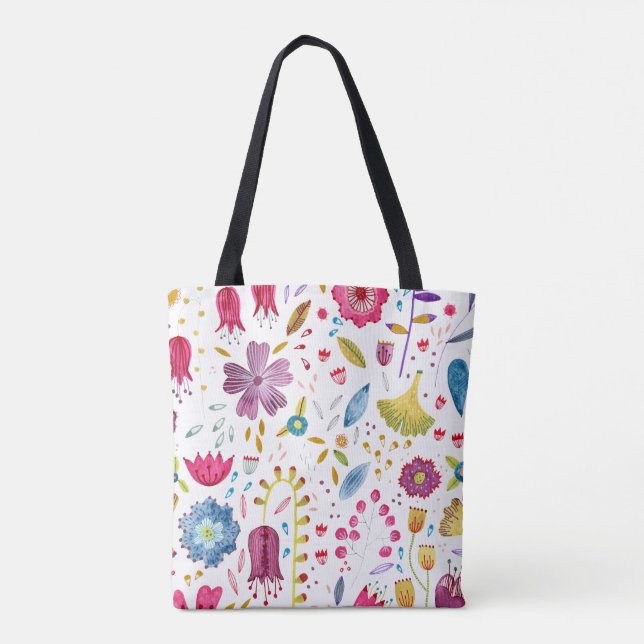 Tote Bag Aquarelle Botanique Fleur sauvage Hedgerow (Dos)