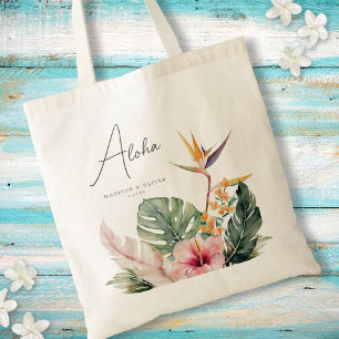 Tote Bag Aquarelle botanique tropicale Mariage de destinati