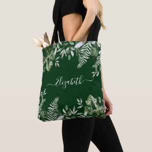 Tote Bag Aquarelle Botanique Verdure Sage Ferns Ivy Green