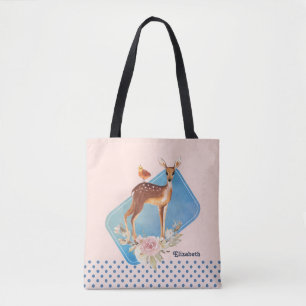 Tote Bag Aquarelle Brown mignonne Cerf Rustique