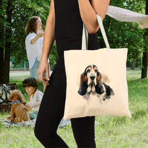 Tote Bag Aquarelle Browns Basset Hound /Animaux