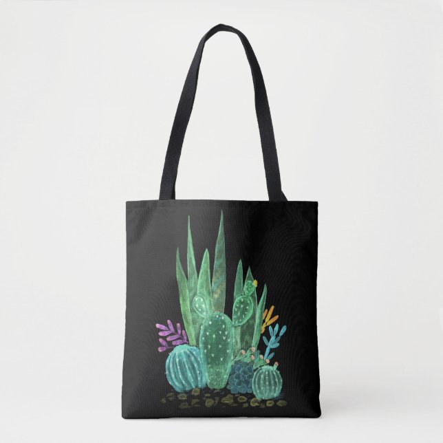 Tote Bag Aquarelle, cactus lancer oreiller (Devant)