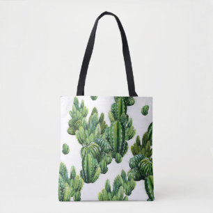Tote Bag Aquarelle Cactus sans fil Motif d'illustration