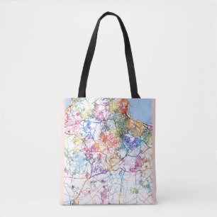 Tote Bag Aquarelle Carte de la ville d'Alger Algérie